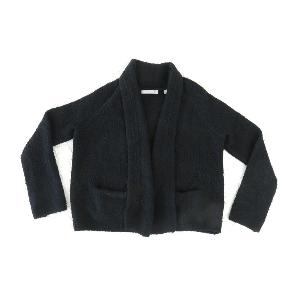 Vince Black Textured Boucle Cardigan XS Sweater Wool Cashmere Silk Soft Squishy